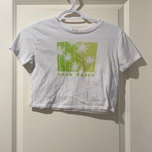White and green/yellow Palm Bay cropped T-shirt